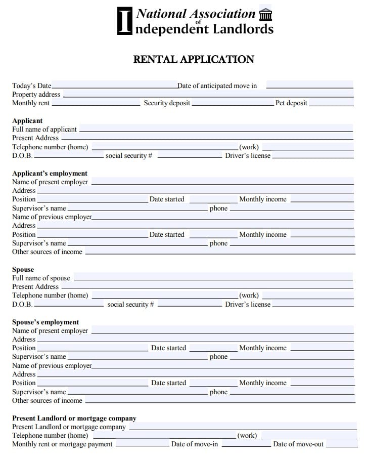 Alaska Rental Application Form